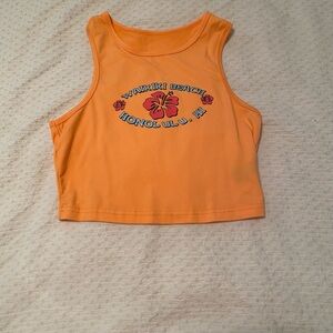 SHEIN orange Hawaii cropped tank top